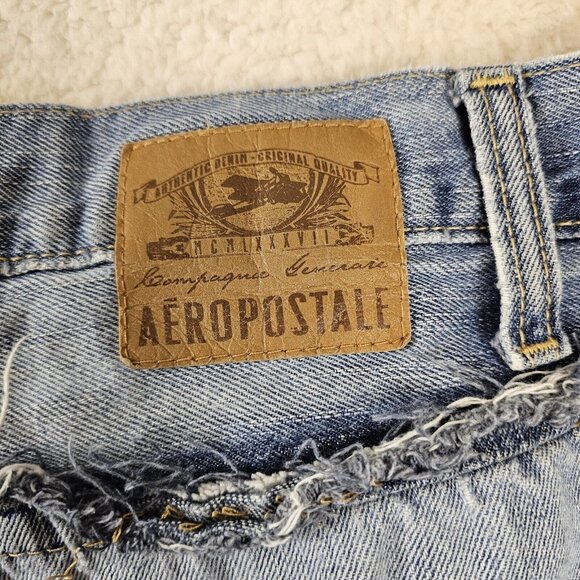 Aeropostale Jeans Men's 33X32 Driggs Slim Boot Light wash Blue Denim Distressed - Picture 16 of 16